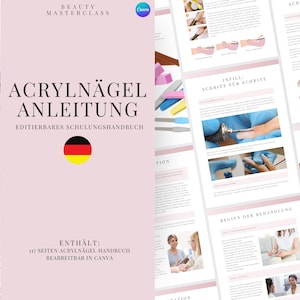 German Acrylic Nails Editable Training Manual - Editable Nail Course for Nail Technicians, Trainers, Beauty Academies