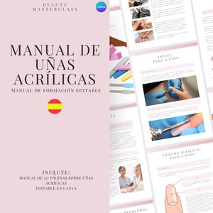 Manual de capacitación editable sobre uñas acrílicas en español: curso de uñas editable para técnicos de uñas, instructores y academias de belleza