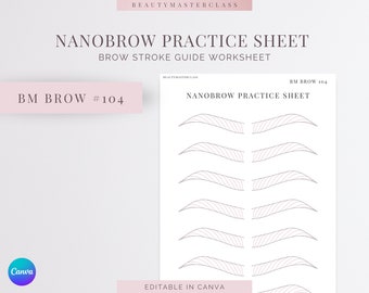 BMBrow#104 Nanobrow Practice Worksheet | Editable Worksheet for SPMU Brow Trainers, Printable, Instant Download