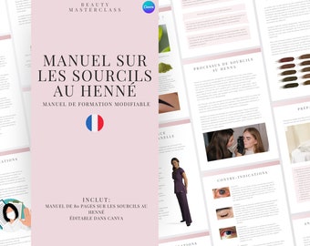 Manuel de formation en français pour les sourcils au henné - Guide modifiable pour les formateurs, les cours et les étudiants, imprimable, téléchargement immédiat