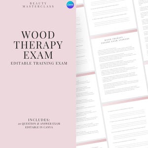 Holztherapie Prüfung zur Zertifizierung – 20 Fragen und Antworten | Bearbeitbare Schönheitsschulungsprüfung