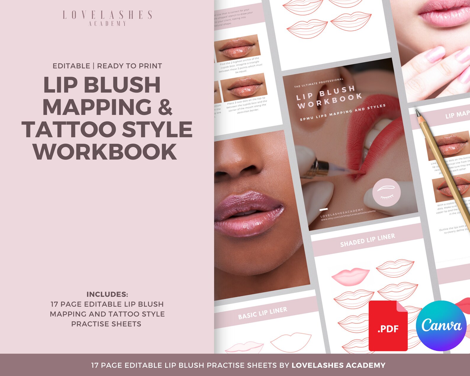 Lip Blush Training Workbook Lip PMU Mapping and Tattoo Etsy UK