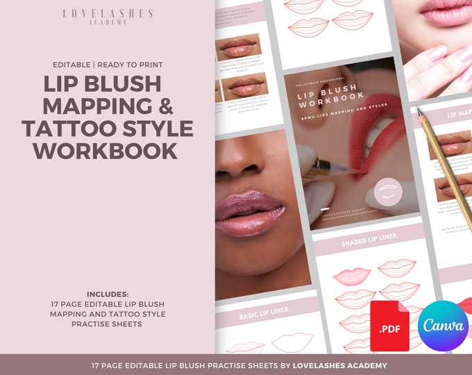 Lip Blush Training Workbook Lip PMU Mapping and Tattoo Etsy UK