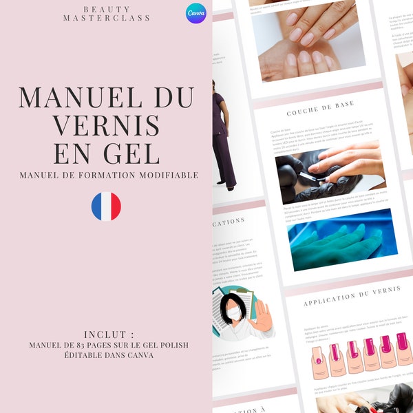 Manuel de formation modifiable en français pour vernis gel UV - Cours de manucure modifiable pour les prothésistes, les formateurs et les académies de beauté