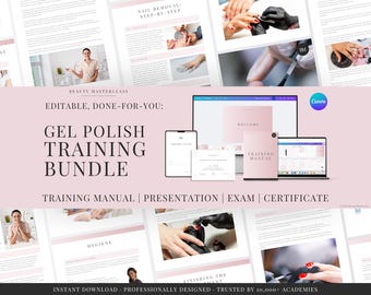 Gel Polish Editable Training Bundle - Presentation, Training Manual, Theory Exam & Certificate for Beauty Academy Trainers