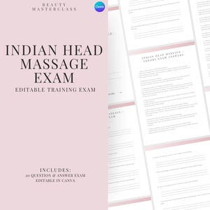 Indian Kopfmassage Prüfung zur Zertifizierung - 20 Fragen und Antworten | Bearbeitbare Schönheitsschulungsprüfung