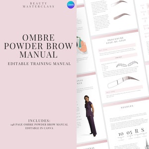 Ombre & Powder Brows Microshading Training Manual Editable Guide for Trainers, Students, Printable, Instant Download image 1