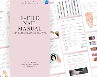 Manual de capacitación de E-File / Curso de uñas de E-File editable para Nail Enhancement Training Academy