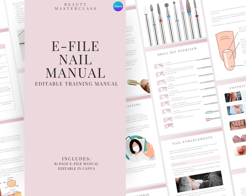 E-File Training Manual Editable E-File Nail Course for Nail Enhancement Training Academy image 1