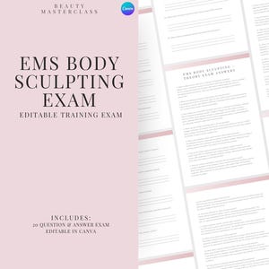 EMS Body Sculpting Prüfung zur Zertifizierung - 20 Fragen und Antworten | Bearbeitbare Schönheitsschulungsprüfung