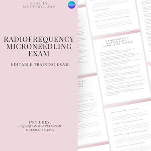 Microneedling Prüfung zur Zertifizierung - 20 Fragen und Antworten | Bearbeitbare Schönheitsschulungsprüfung