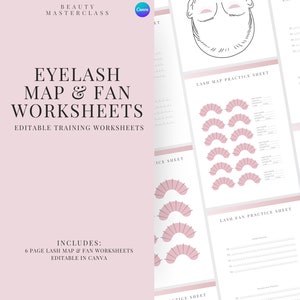 Carte des cils et feuilles d'exercices en éventail | Formation extension de cils pour les amateurs de coiffure et les fans | Guide pratique pour les cils .PDF