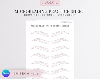 BMBrow n.° 103: Hoja de práctica de microblading/Hoja de trabajo editable para instructores de cejas de SPMU, imprimible, descarga instantánea