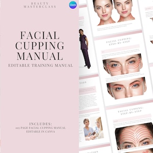 Facial Cupping Training Manual - Editable Facial Cupping and Face Lifting Course for Trainers, Beauty Academies