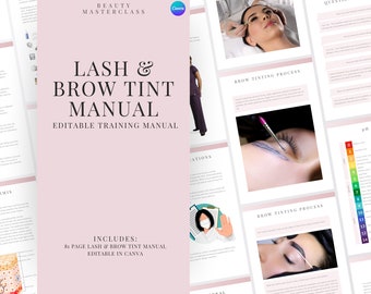 Lash and Brow Tint Training Manual - Editable Guide for Trainers, Courses, Students, Printable, Instant Download