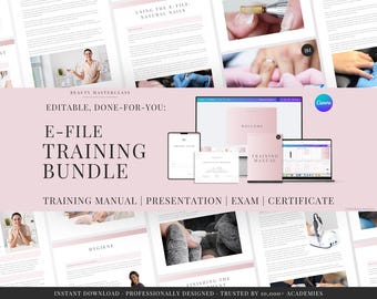 E-File Training Bundle - Presentation, Training Manual, Theory Exam & Certificate for Beauty Academy Trainers