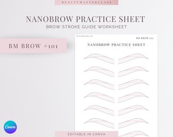 BMBrow#101 Nanobrow Practice Worksheet | Editable Worksheet for SPMU Brow Trainers, Printable, Instant Download