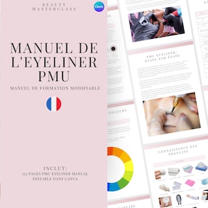 French PMU Eyeliner Training Manual | Editable Guide for Trainers, Tattoo Eyeliner, Eyeliner PMU, Student, Micropigmentation Training Guide