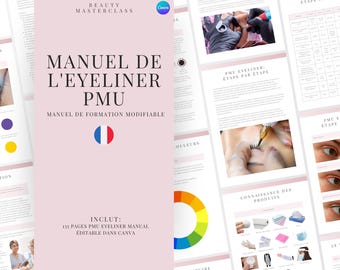 French PMU Eyeliner Training Manual | Editable Guide for Trainers, Tattoo Eyeliner, Eyeliner PMU, Student, Micropigmentation Training Guide