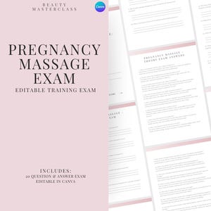 Examen de certificación en masajes durante el embarazo: 20 preguntas y respuestas / Examen de formación en belleza editable