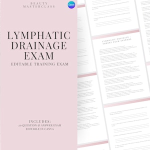 Lymphdrainage Prüfung zur Zertifizierung - 20 Fragen und Antworten | Bearbeitbare Schönheitsschulungsprüfung