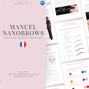 French Nanobrows Training Manual | Editable Guide for SPMU Trainers and Courses, Students, Printable, Instant Download