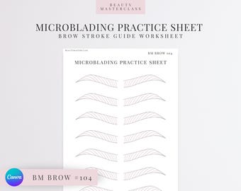 BMBrow n.° 104: Hoja de práctica de microblading/Hoja de trabajo editable para instructores de cejas de SPMU, imprimible, descarga instantánea