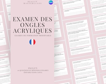 French Acrylic Nails Exam for Certification - 20 Questions and Answers | Editable Beauty Training Examination