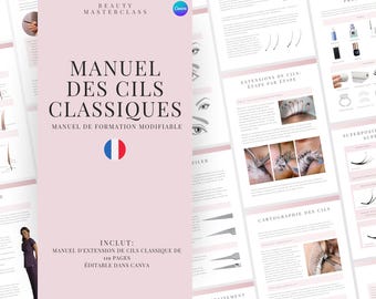 French Classic Lash Extension Training Manual - Editable Eyelash Guide for Trainers, Students, Printable, Instant Download