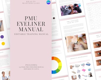 PMU Eyeliner Training Manual | Editable Guide for Trainers, Tattoo Eyeliner, Eyeliner PMU, Student, Micropigmentation Training Guide