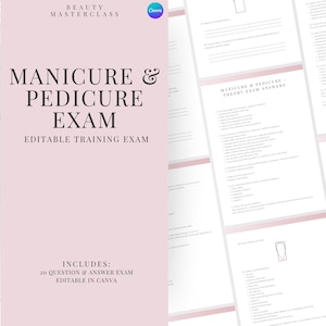 Maniküre & Pediküre Theoretische Prüfung zur Zertifizierung mit Antworten - 20 Fragen Maniküre und Pediküre Fragebogen | Veränderbar