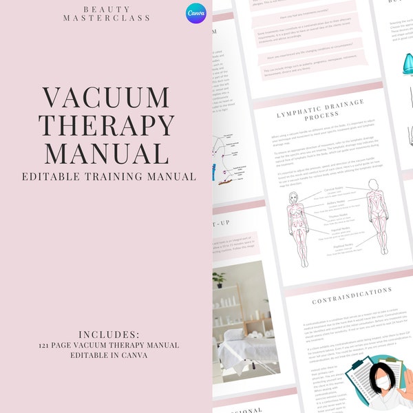Vakuumtherapie-Gesäß, Brustanheben und Lymphdrainage-Schulungsbuch - Bearbeitbarer Kurs eBook für die Körperkonturtherapie