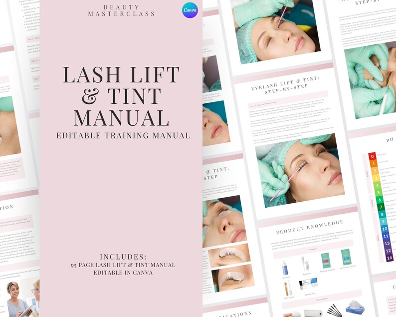 Lash Lift and Tint Training Manual – Editable Canva Guide (instant ...