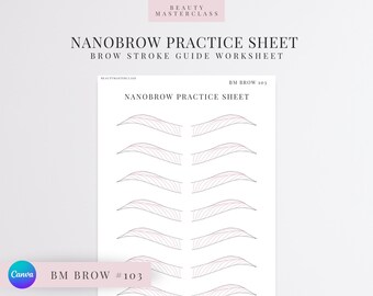 Hoja de práctica de Nanobrow BMBrow n.° 103 / Hoja de trabajo editable para instructores de cejas de SPMU, imprimible, descarga instantánea
