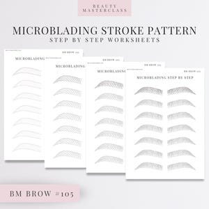 BMBrow#105 Microblading-slagpatroon Stap voor stap oefenwerkbladen | Bewerkbare SPMU-browtraining | Direct downloaden
