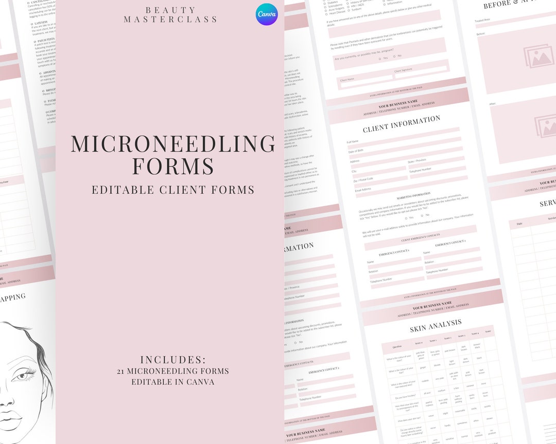 Microneedling Forms | Client Intake, Consent, Aftercare, Waiver, &amp; More ...