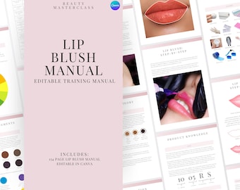 PMU Lip Blush Training Manual | Editable Guide for Trainers, Tattoo Lip Liner, Lip Blush PMU, Student, Micropigmentation Training Guide