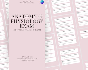 Anatomy & Physiology Exam for Certification - 20 Questions and Answers | Editable Beauty Training Examination