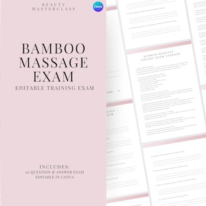 Bambusmassage Prüfung zur Zertifizierung - 20 Fragen und Antworten | Bearbeitbare Schönheitsschulungsprüfung