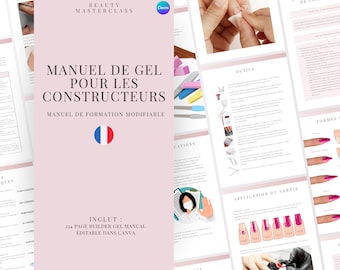 Manual de capacitación editable de uñas de gel French Builder - Curso de uñas editables de BIAB Natural Overlay & Sculpting para entrenadores y técnicos de uñas