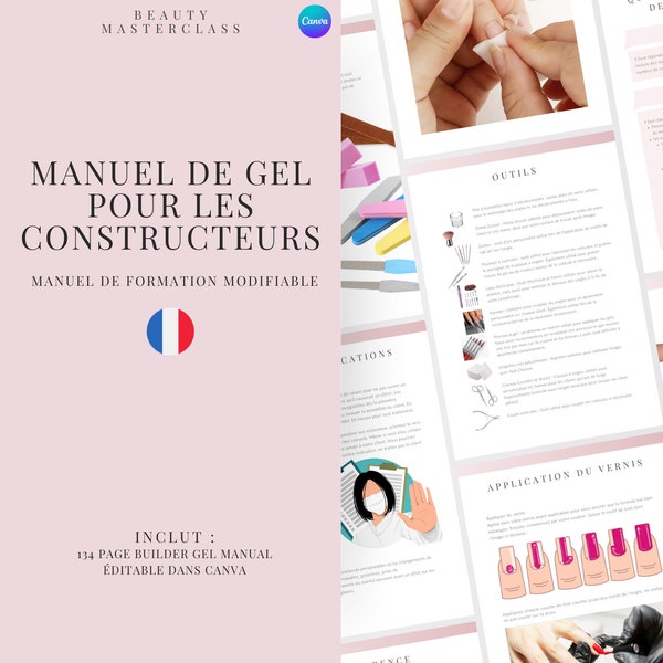 Manuel de formation modifiable pour les ongles en gel French Builder - Cours BIAB de superposition et de sculpture d'ongles modifiables pour les prothésistes et les formateurs d'ongles