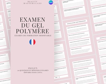 French Polymer Gel Nails Exam for Certification - 20 Questions and Answers | Editable Beauty Training Examination