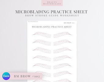 BMBrow n.° 102: Hoja de práctica de microblading/Hoja de trabajo editable para instructores de cejas de SPMU, imprimible, descarga instantánea