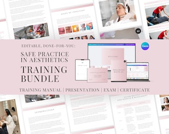 Safe Practice in Aesthetics Editable Training Bundle - Presentation, Training Manual, Theory Exam & Certificate for Beauty Academy Trainers