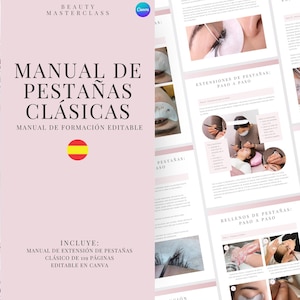 Spanish Classic Lash Extension Training Manual - Editable Eyelash Guide for Trainers, Students, Printable, Instant Download