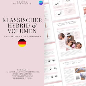 German Classic Hybrid and Volume Lash Extension Training Manual - Editable Lash Course for Eyelash Extension Trainers, Beauty Academies