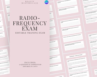 Radiofrequency (RF) Exam for Certification - 20 Questions and Answers | Editable Beauty Training Examination