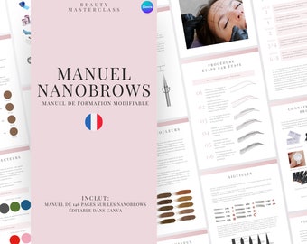 Französisch Nanobrows Trainingsanleitung | Bearbeitbares Handbuch für SPMU-Trainer und -Schulungen, Studenten, bedruckbar, Sofort-Download