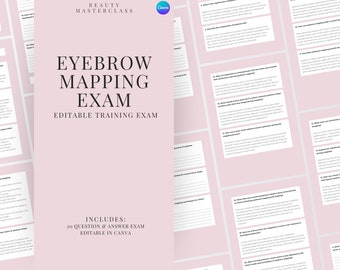 Eyebrow Mapping and Measuring Exam for Certification - 20 Questions and Answers | Editable Beauty Training Examination