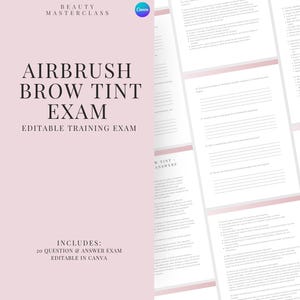Airbrush Brow Tint Prüfung zur Zertifizierung - 20 Fragen | Anfänger, Studenten, Ausbilder, bearbeitbar,